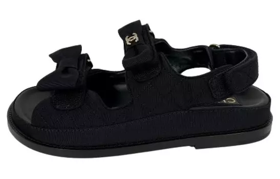 Сандалии женские Chanel с регулируемым ремешком, черный