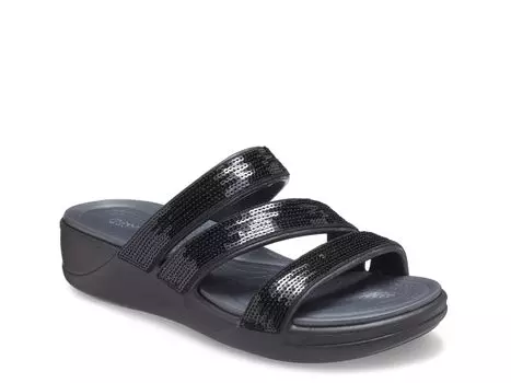 Сандалии женские Crocs Boca на танкетке, черный