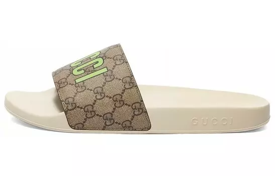 Сандалии женские Gucci GG Supreme Slide Strawberry, серо-коричневый