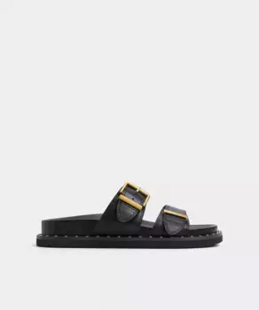 Сандалии женские кожаные на плоской подошве с круглым носком Aldo, черный