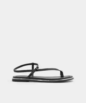 Сандалии женские кожаные на плоской подошве с круглым носком Aldo, черный