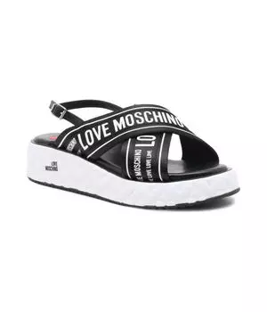 Сандалии женские Love Moschino кожаные с логотипом бренда, черный
