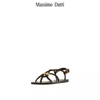 Сандалии женские Massimo Dutti на плоской подошве, коричневый