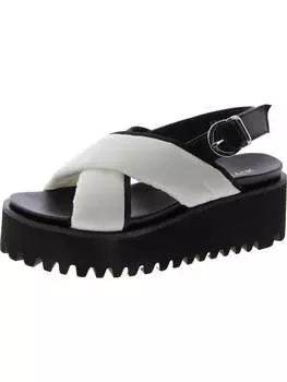 Сандалии женские пухлые на плоской подошве с лазерной резкой и ремешком на щиколотке ALL BLACK, белый/черный