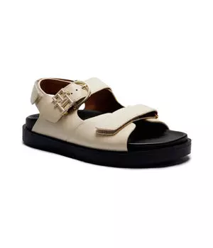 Сандалии женские Tommy Hilfiger кожаные спортивные с монограммой, экрю