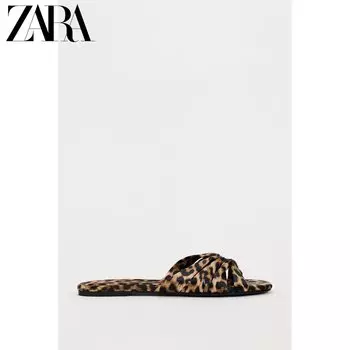 Сандалии женские Zara на плоской подошве, леопардовый