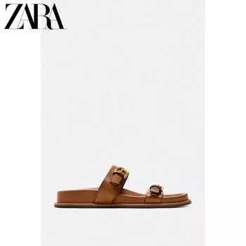 Сандалии женские Zara с пряжкой, коричневый