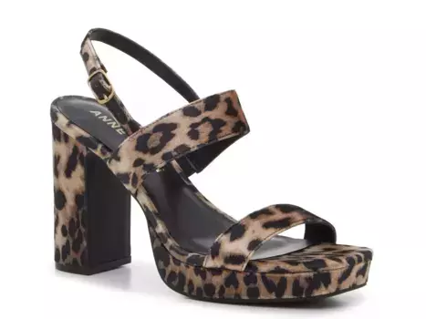 Сандалии Zoelle Anne Klein, Brown/Black Leopard Print Fabric