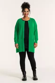 SANDGAARD длинный кардиган "Хельсинки", без застежки, зеленый