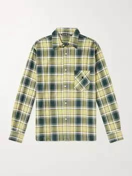 Sandres Рубашка в клетку из хлопка и фланели с аппликацией логотипа ACNE STUDIOS, зеленый