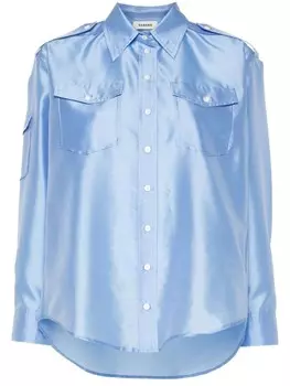 SANDRO атласная рубашка с длинными рукавами, синий