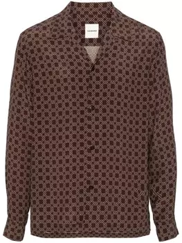 SANDRO атласная рубашка с принтом, коричневый