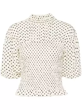 SANDRO блузка в горох со сборками, нейтральный цвет