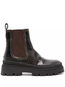 SANDRO ботинки челси с жатым эффектом, коричневый