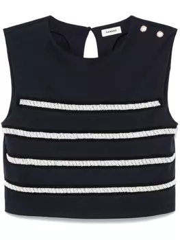 SANDRO декорированный топ без рукавов, синий