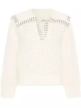 SANDRO джемпер рыхлой вязки с кристаллами, белый