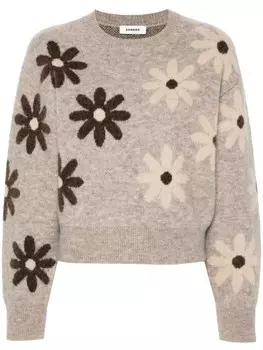 SANDRO джемпер с цветочным узором, нейтральный цвет