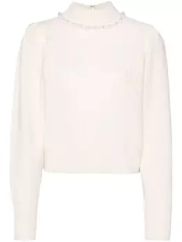 SANDRO джемпер с искусственным жемчугом, нейтральный цвет