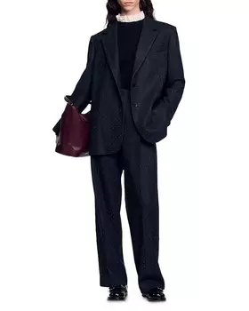 Сандро Джен Блейзер со стразами Sandro, серый