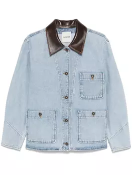 SANDRO джинсовая куртка с контрастным воротником, синий