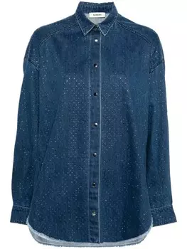 SANDRO джинсовая рубашка с кристаллами, синий
