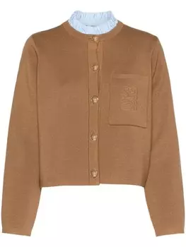 SANDRO фактурный кардиган с вышитым логотипом, коричневый