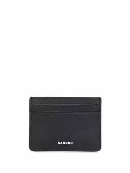 SANDRO фактурный картхолдер с тисненым логотипом, черный