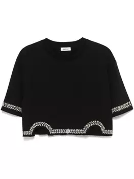 SANDRO футболка с кристаллами, черный