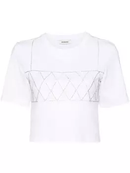 SANDRO футболка с отделкой из бриллиантовых страз, белый