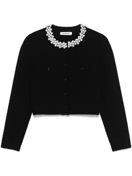 SANDRO кардиган с искусственным жемчугом, черный