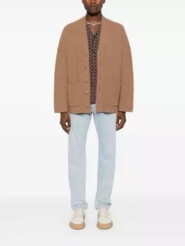 SANDRO кардиган в крупный рубчик, коричневый