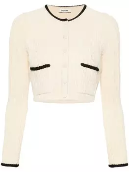 SANDRO кардиган в рубчик с плетеной отделкой, белый