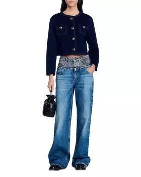 Sandro Лавандовый шерстяный жакет, синий