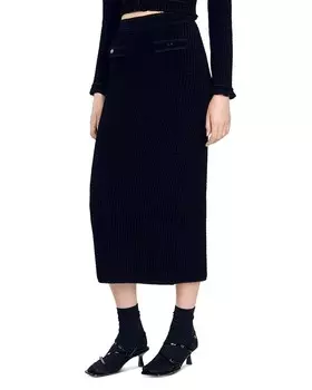 Sandro Leandra Бархатная юбка, черный