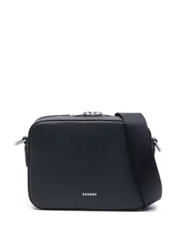 SANDRO маленькая сумка-мессенджер из сафьяновой кожи с логотипом, синий