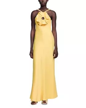 Sandro Платье макси с рюшами Sandro, желтый