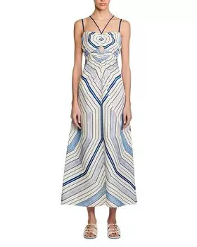 Sandro Платье макси с винтажным узором Spiral Sandro, синий