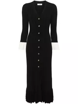 SANDRO платье миди с оборками, черный