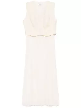 SANDRO платье миди со складками, нейтральный цвет