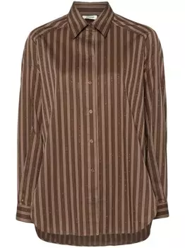 SANDRO полосатая рубашка с кристаллами, коричневый