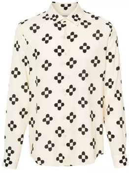 SANDRO поплиновая рубашка с геометричным принтом, нейтральный цвет