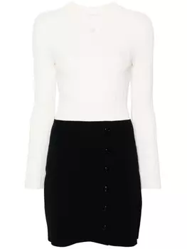 SANDRO расклешенное трикотажное платье с логотипом, нейтральный цвет