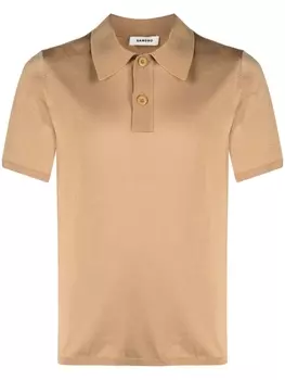 SANDRO рубашка поло из ткани пике, нейтральный цвет