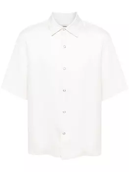 SANDRO рубашка с короткими рукавами и косым воротником, нейтральный цвет