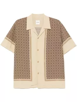 SANDRO рубашка с короткими рукавами и узором, нейтральный