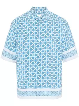 SANDRO рубашка с квадратным крестообразным узором, синий