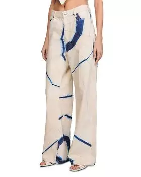 Sandro Широкие джинсы в полоску цвета экрю Sandro, слоновая кость/кремовый