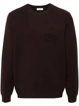 SANDRO свитер с цветочной аппликацией, коричневый