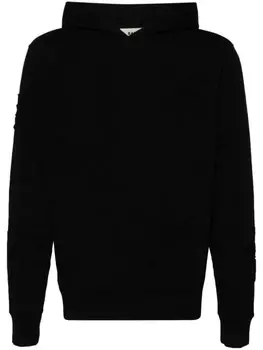 SANDRO толстовка с капюшоном из хлопка с цветочной аппликацией, черный