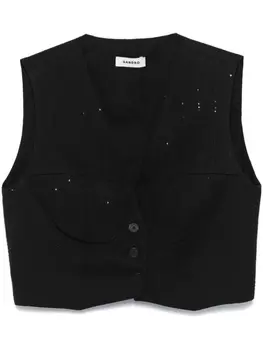 SANDRO топ с пайетками, черный